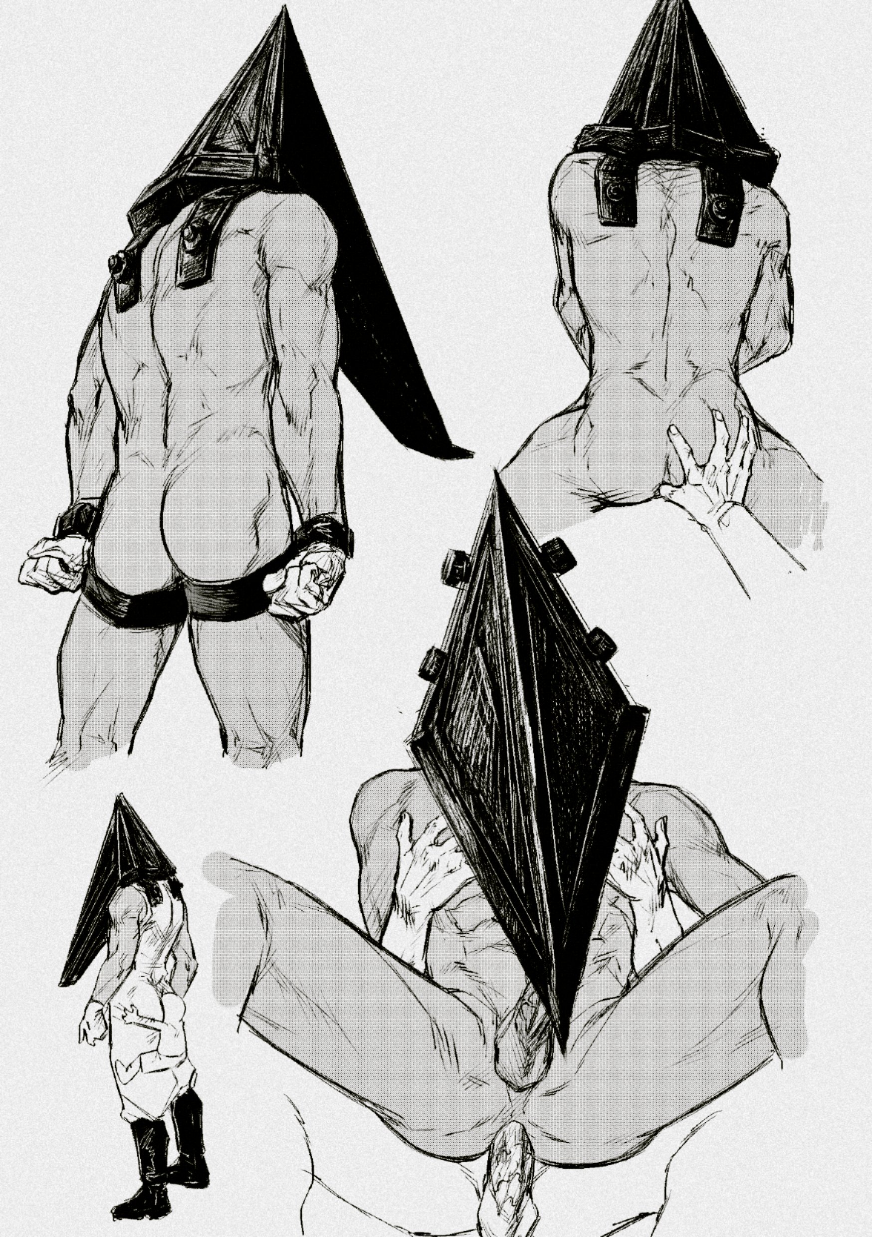 anal sex, ass, ass focus, gay, masked, pyramid head, self insert, silent hill