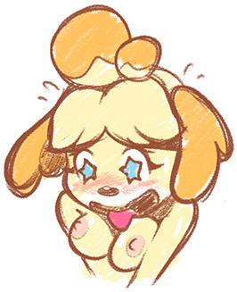 animal_crossing animal_humanoid anthro blue_eyes breasts cute female fur furry inkasylum inkstash isabelle_(animal_crossing) nintendo shrinking_breasts smile solo