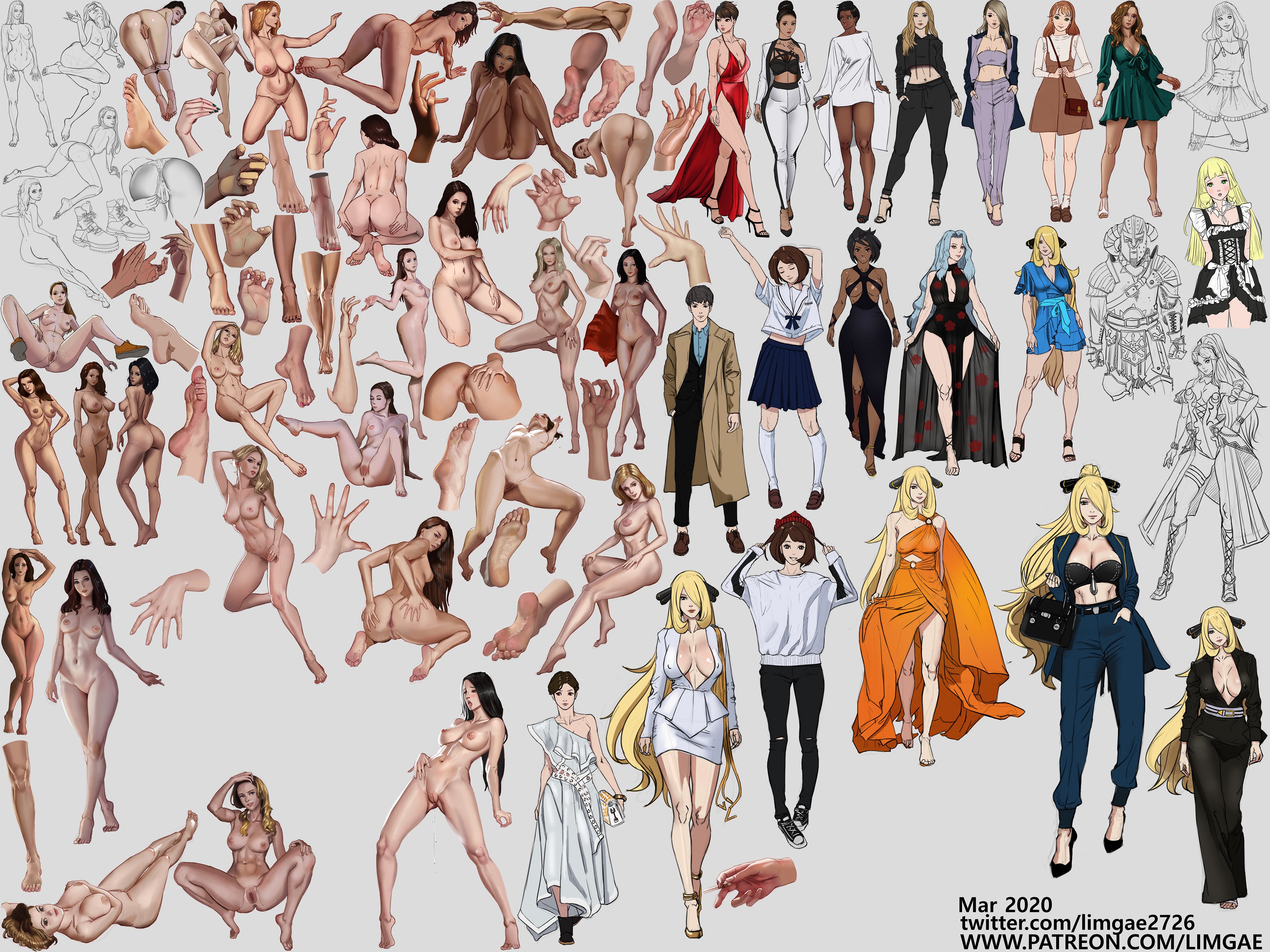 2020, 2boys, 6+girls, abs, absurdres, alternate breast size, alternate costume, alternate outfit, anus, areolae, armor, armpits, ass, bag, barefoot, black hair, blonde hair, blue eyes, breasts, brown hair, character request, closed eyes, clothed female, copyright request, crossover, cynthia (pokemon), dark hair, dark skin, dark-skinned female, dress, feet, female, full body, gloria (pokemon), green eyes, hair ornament, hat, high resolution, highres, human, innie pussy, karen (pokemon), large breasts, lillie (pokemon), limgae, long labia, looking at viewer, looking back, maid uniform, male, multiple females, multiple girls, navel, nintendo, nipples, nude, nude female, olivia (pokemon), open mouth, orange dress, orange hair, patreon, pokemon, pokemon dppt, pokemon sm, pokemon ss, ponytail, presenting, pussy, pussy juice, pussy juice drip, red dress, school uniform, shoes, simple background, sketch, socks, soles, spread ass, spread legs, teeth, text, toes, toned, toned female, tongue, tongue out, top-down bottom-up, uncensored, url, vulva, watermark, white hair
