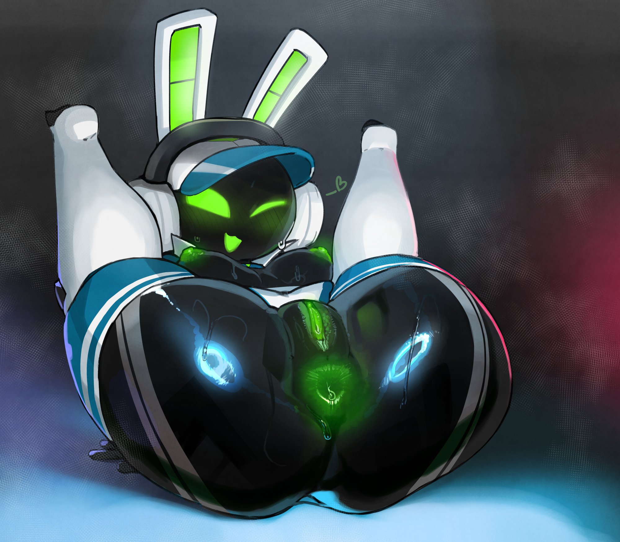1girls, 2025, 2d, 2d artwork, animal humanoid, anthro, anus, anus focus, ass, ass focus, big ass, big butt, biting lip, black body, blush, breasts, bunny, bunny ears, bunny girl, clothed, clothing, colored genitals, electronics, female, female only, genitals, glistening, glistening body, glistening butt, glistening genitalia, glowing, glowing anus, glowing ears, glowing eyes, glowing genitalia, glowing mouth, glowing nipples, glowing pussy, green anus, green eyes, green mouth, green nipples, green pussy, green vulva, hat, headgear, headphones, headset, headwear, heart, heart symbol, hi res, highres, humanoid, hype ass, hyper, lagomorph, legs spread, leporid, looking at viewer, lying, lying on back, machine, mammal, mdthetest, mostly nude, mostly nude female, nipples, no underwear, one eye closed, open mouth, project turboblast, pussy, rabbit, robot, robot anthro, screen face, shortstack, small breasts, solo, solo female, spread legs, spreading, sweat, sweating, sweaty anus, sweaty ass, tempo (project turboblast), vulva, wet anus, wet pussy, widescreen, wink, winking, winking at viewer