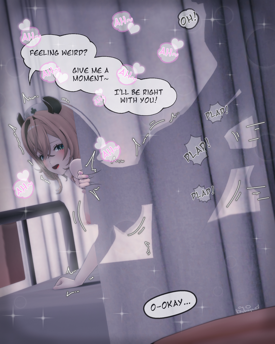 3d, big ass, breasts, comic, comic page, comic panel, doggy style, jurayn, koikatsu, nimi nightmare, nurse, silhouette, valentine's day, virtual youtuber, vtuber