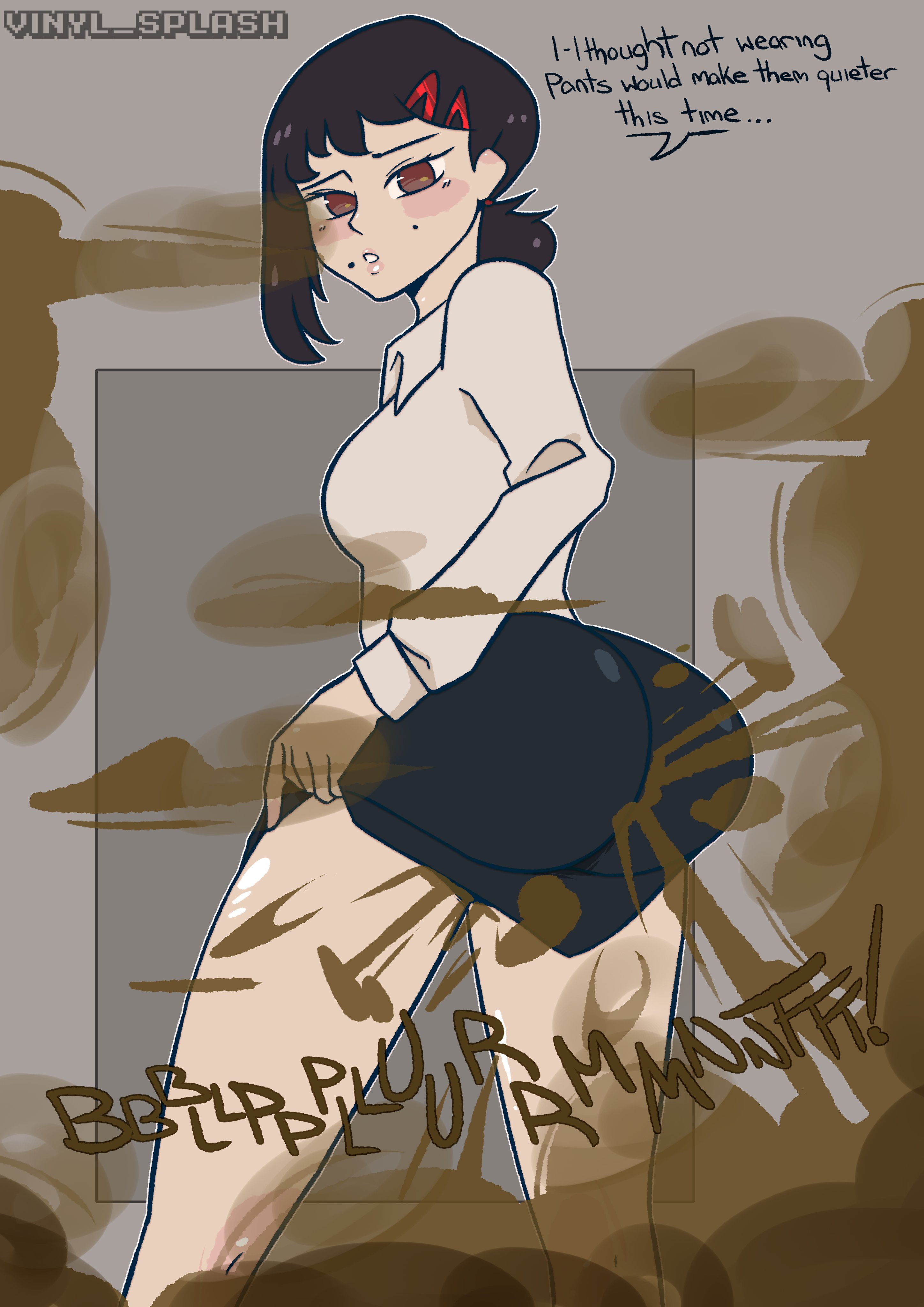 big ass, chainsaw man, fart, fart fetish, farting, female, female only, fetish, higashiyama kobeni, kobeni higashiyama, pencil skirt, skirt, vinylsplash