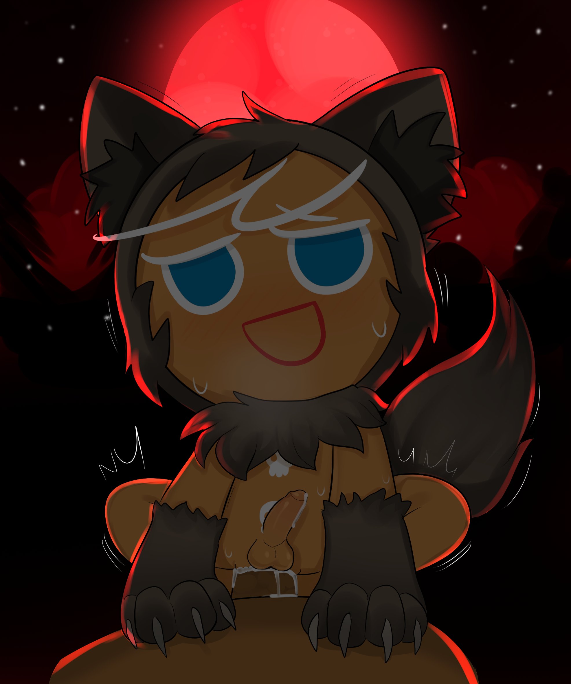2025, 2boys, anal, ass, blush, claws, cock, cookie, cookie run, cookie run kingdom, cookie run ovenbreak, cookie run: tower of adventures, cum, cum in, cum inside, cumming from anal sex, erection, food creature, gay, gay anal, gay male, gay sex, gingerbrave, homosexual, kuwoesque, looking at viewer, male, male only, male/male, moon, motion lines, night, open mouth, outdoors, penis, pov, red moon, sex, smile, sweat, tagme, tail, werewolf, wolf ears, yaoi