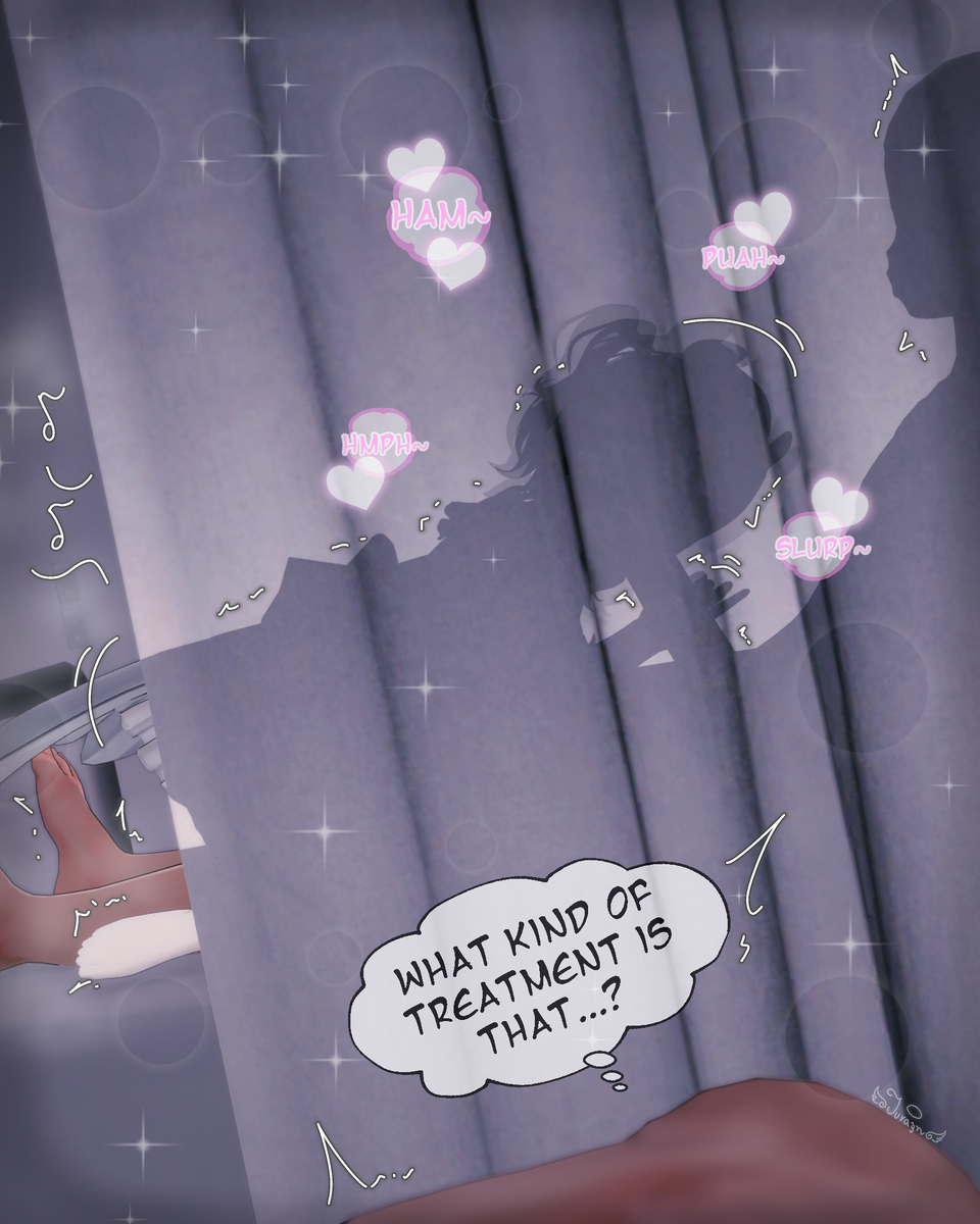 3d, blowjob, breasts, comic, comic page, comic panel, jurayn, koikatsu, nimi nightmare, nurse, silhouette, sucking penis, valentine's day, virtual youtuber, vtuber