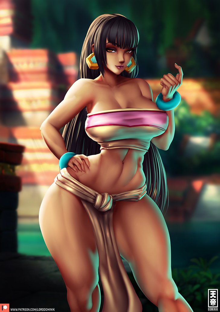 1girls abs big_breasts breasts chel cleavage dark-skinned_female dark_skin dreamworks female female_only large_breasts lord_dominik solo solo_female the_road_to_el_dorado thick_thighs wide_hips