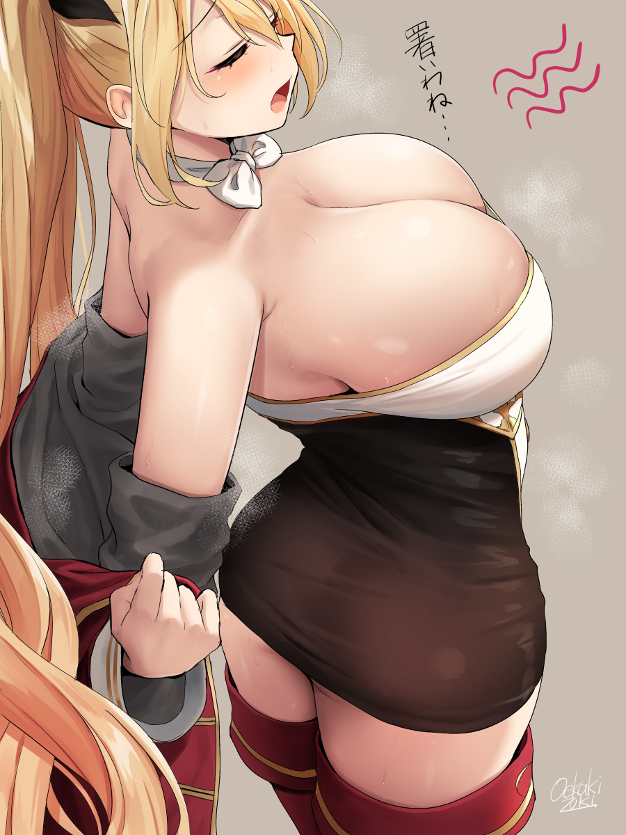 azur_lane big_breasts blonde_hair cleavage female female_only fully_clothed long_hair nelson_(azur_lane) oekakizuki solo solo_female solo_focus twintails