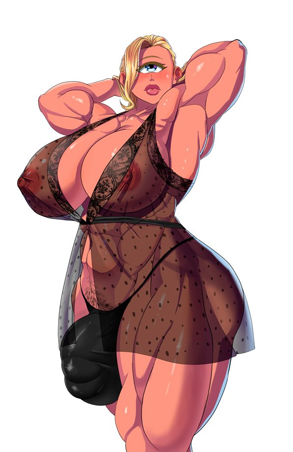 1futa, abs, areolae, armpits, arms up, big breasts, breasts, bulge, cyclops, dickgirl, extreme muscles, futa only, futanari, huge breasts, intersex, large breasts, muscles, muscular, muscular futa, muscular thighs, nipples, penis, penis under clothes, saxwakuy, solo