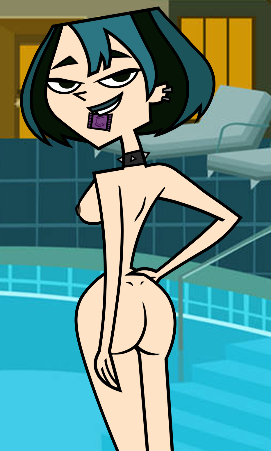 1girls 2024 2d 2d_(artwork) accurate_art_style ass ass ass_cheeks ass_focus back back_view bare_arms bare_ass bare_back bare_legs bare_shoulders bare_thighs breasts breasts butt_focus cartoon_network choker color colored condom condom_in_mouth dimples_of_venus dyed_hair ear_piercing female female_focus female_only fresh_tv goth goth_girl gwen_(tdi) hair hand_on_hip j_d_ lipstick looking_at_viewer looking_back naked naked_female nipples no_bra no_clothes no_panties no_sex nude nude_female pierced_ears piercing pool self_upload sideboob skinny skinny_dipping slim slim_girl smile solo solo_female solo_focus spiked_choker spiked_collar swimming_pool teal_hair teletoon total_drama_(series) total_drama_island two_tone_hair