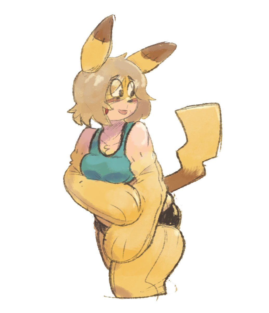 big_breasts breasts pikachu pobblebonked thick_thighs transformation wide_hips