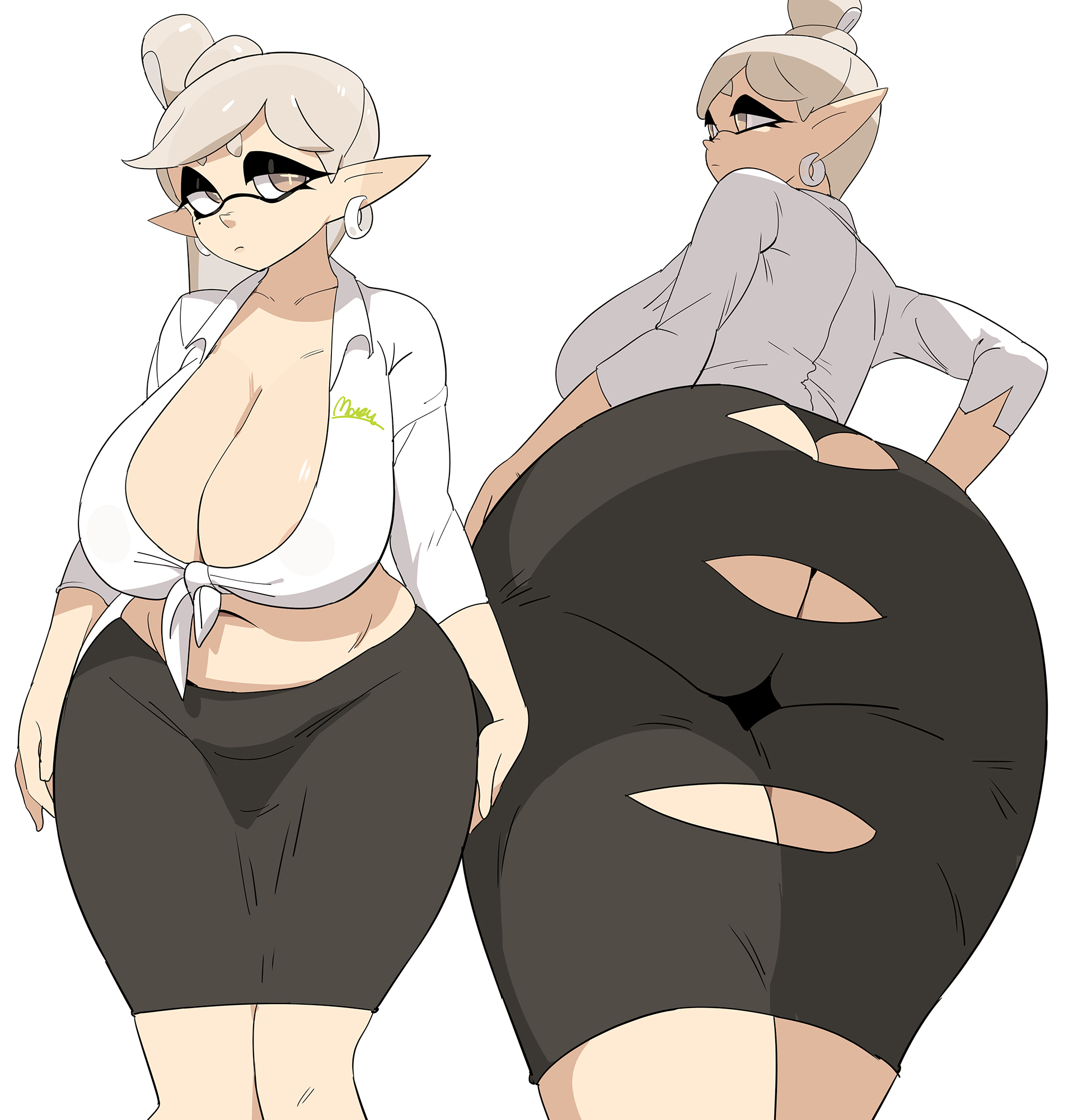 1girls, ass, big ass, big breasts, breasts, female, hi res, huge ass, huge breasts, inkling, large breasts, marie (splatoon), nintendo, short hair, splatoon, splatoon (series), voluptuous, white hair, yuta agc