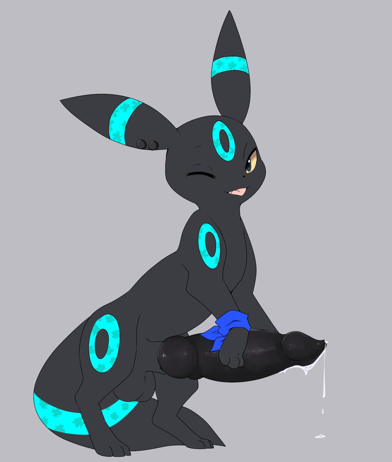 1boy animal_genitalia animal_penis balls big_penis black_balls black_body black_fur black_penis blep blue_eyes blue_markings bodily_fluids canine_genitalia canine_penis digital_media_(artwork) dripping eeveelution feral fur generation_2_pokemon genital_fluids genitals hi_res huge_cock keyoshi knot loreking male male_only markings nintendo one_eye_closed penis piercing pokemon pokemon_(species) precum precum_drip simple_background solo solo_male tail tongue tongue_out umbreon wink yellow_sclera