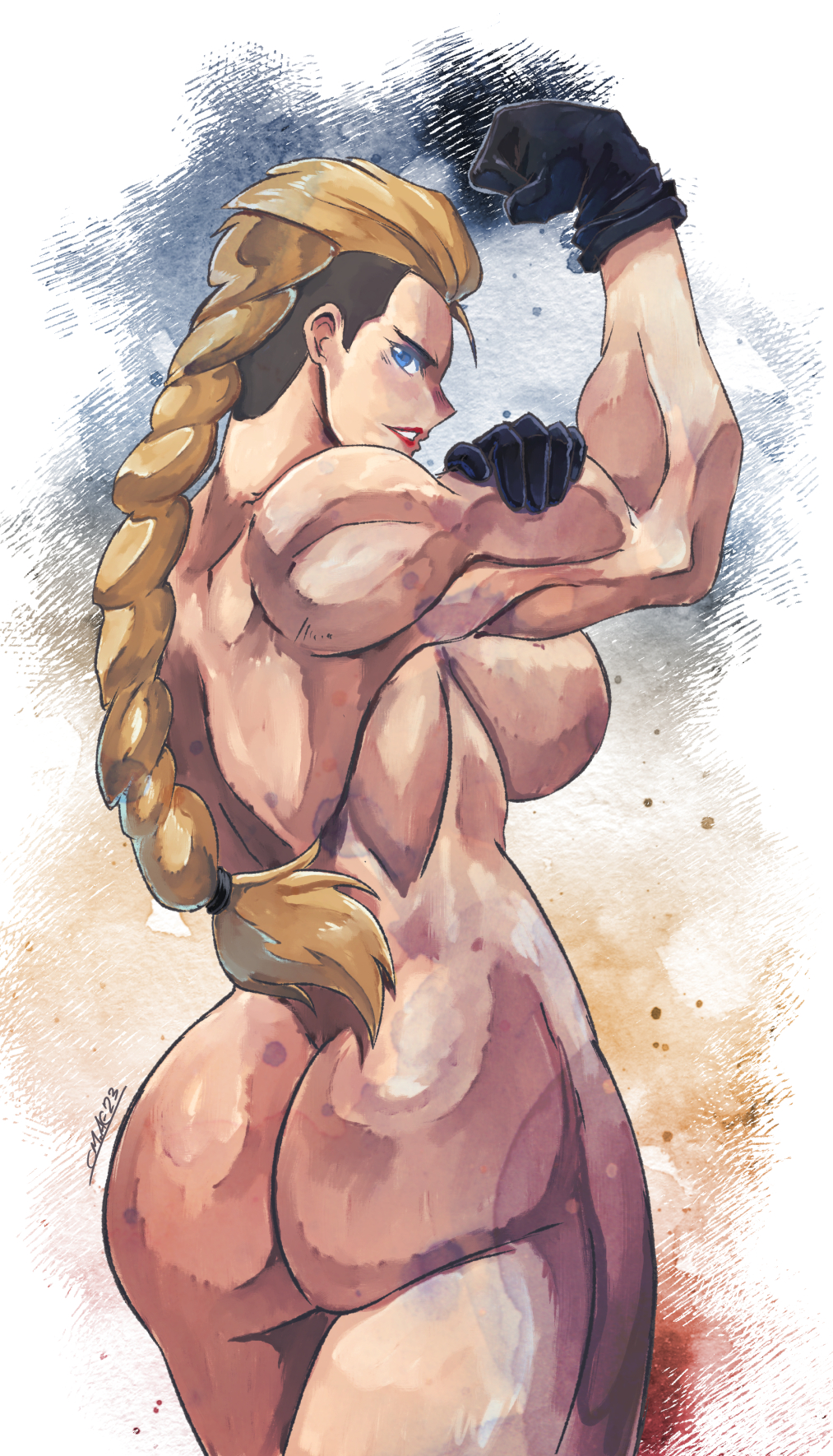 1girls ass atelieredge back braid breasts estel_aguirre muscular_female nude streets_of_rage streets_of_rage_4