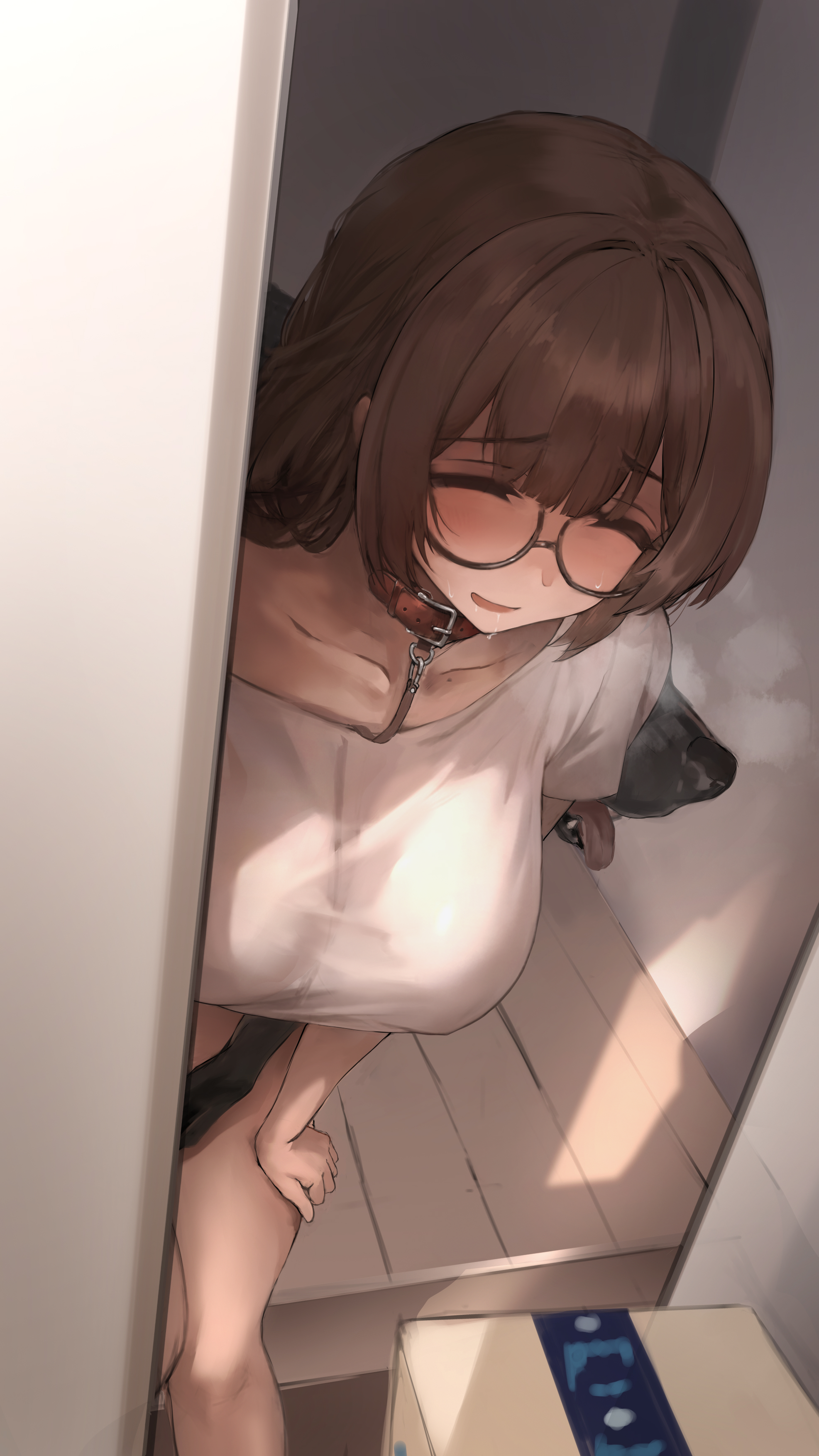 1animal, 1boy, 1girls, big breasts, blush, breasts, brown hair, canine, doggy, eyewear, female, feral, feral on female, feral on human, feral penetrating, feral penetrating human, from behind, glasses, horny, horny female, horny male, interspecies, large breasts, light skin, light-skinned female, long hair, male, nipples, nipples visible through clothing, original, original character, penetration, penetration from behind, polki, pov, red eyes, sex from behind, taken from behind, thick, thick legs, thick thighs, thighs, tongue, tongue out, trying to resist, wearing glasses, zoophilia