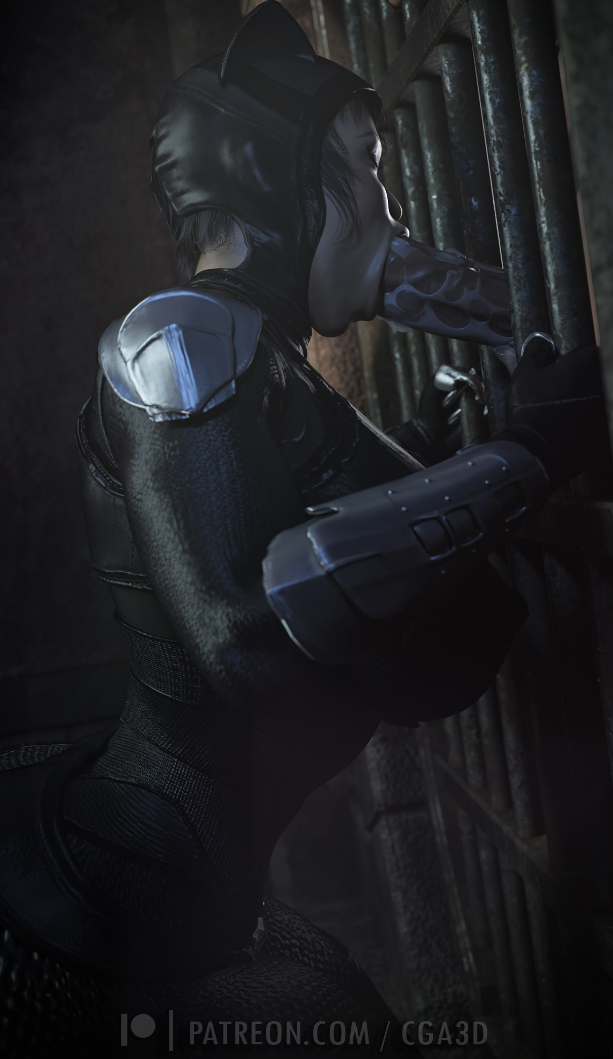 1futa, 1girls, 2024, 3d, batman (series), black gloves, blowjob, catwoman, catwoman (injustice), cga3d, clothed, clothed female, clothing, dc, dc comics, diana prince, duo, erotichris, female, femsub, futadom, futanari, gloves, injustice 2, intersex, oral, oral penetration, oral sex, penis, prison bars, selina kyle, squatting, standing, vein, veins, wonder woman, wonder woman (injustice), wonder woman (series)