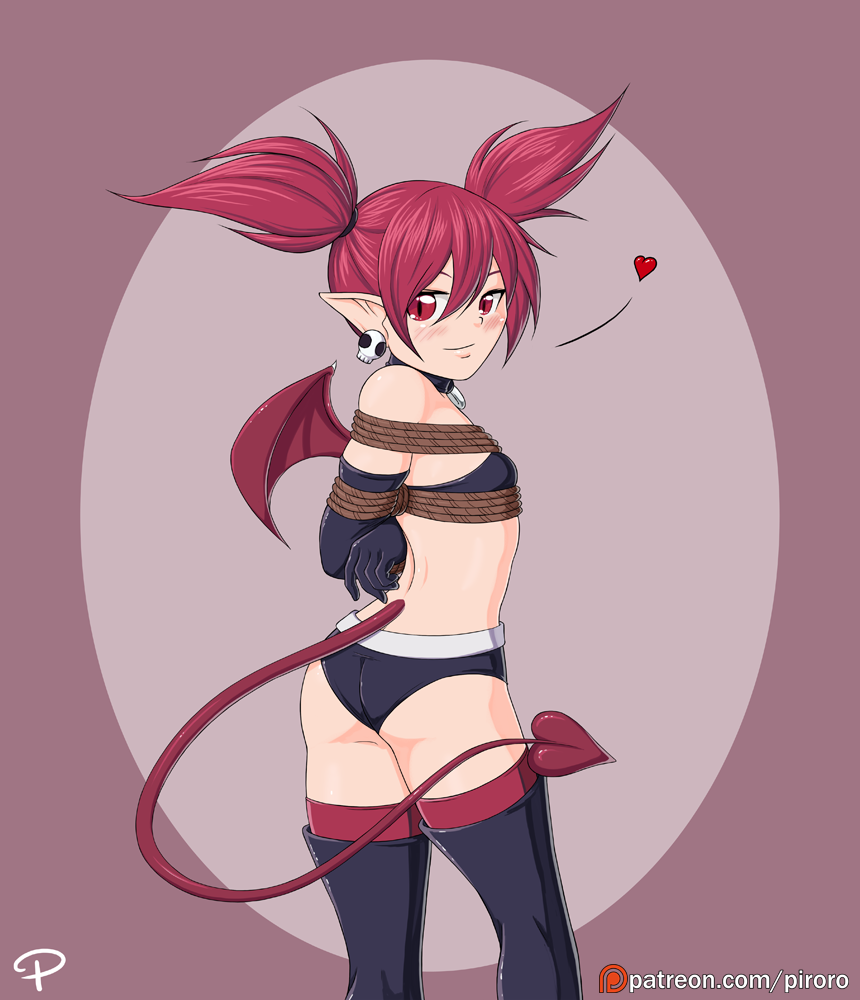 bondage demon_girl disgaea etna flat_chest piroro red_eyes red_hair