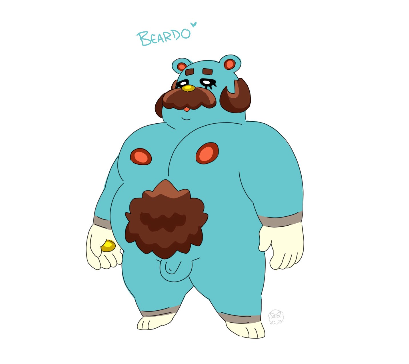 1boy animal_crossing anthro beardo_(animal_crossing) blue_body blue_fur brown_hair eyebrows facial_hair flaccid fur genitals hair hairy hallowseverett hi_res male male_only mammal moustache nintendo pawpads penis pubes solo solo_male thick_eyebrows ursid video_games