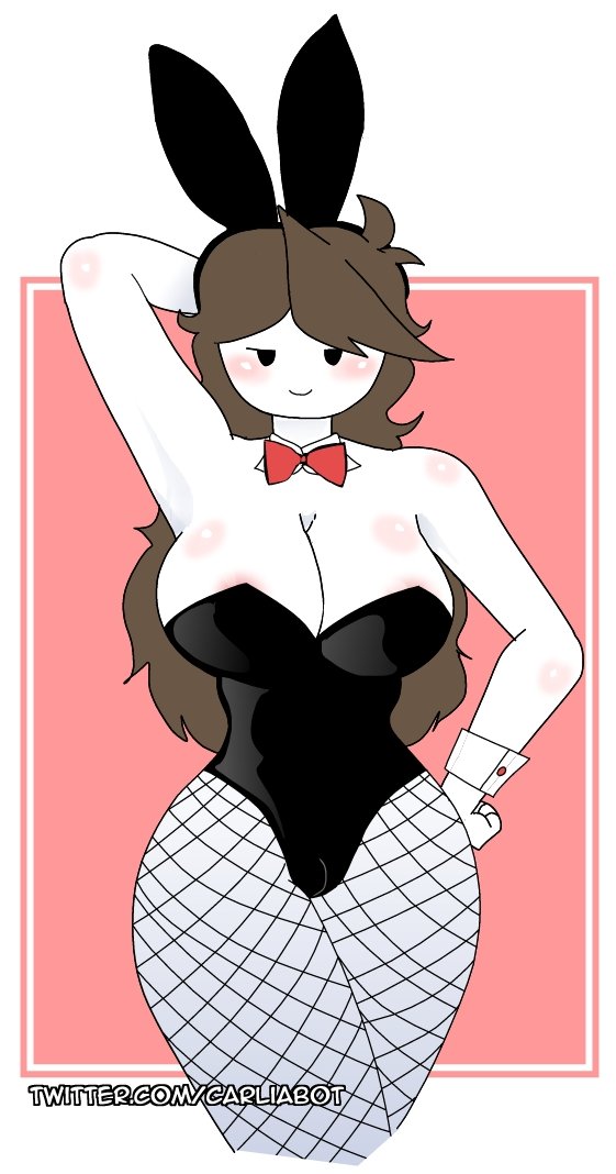1girls, 2020, bedroom eyes, big breasts, bimbo, black eyes, blush, bowtie, breasts, brown hair, bunny ears, bunnysuit, busty, carliabot, cleavage, collar, eyelashes, female, female only, fishnet, fishnet legwear, fishnet stockings, hand behind head, hand on hip, jaiden, jaiden animations, jaidenanimations, long hair, looking at viewer, mob face, pussy, pussy outline, red bowtie, smiling, smiling at viewer, solo, thighs, twitter username, watermark, youtube, youtuber
