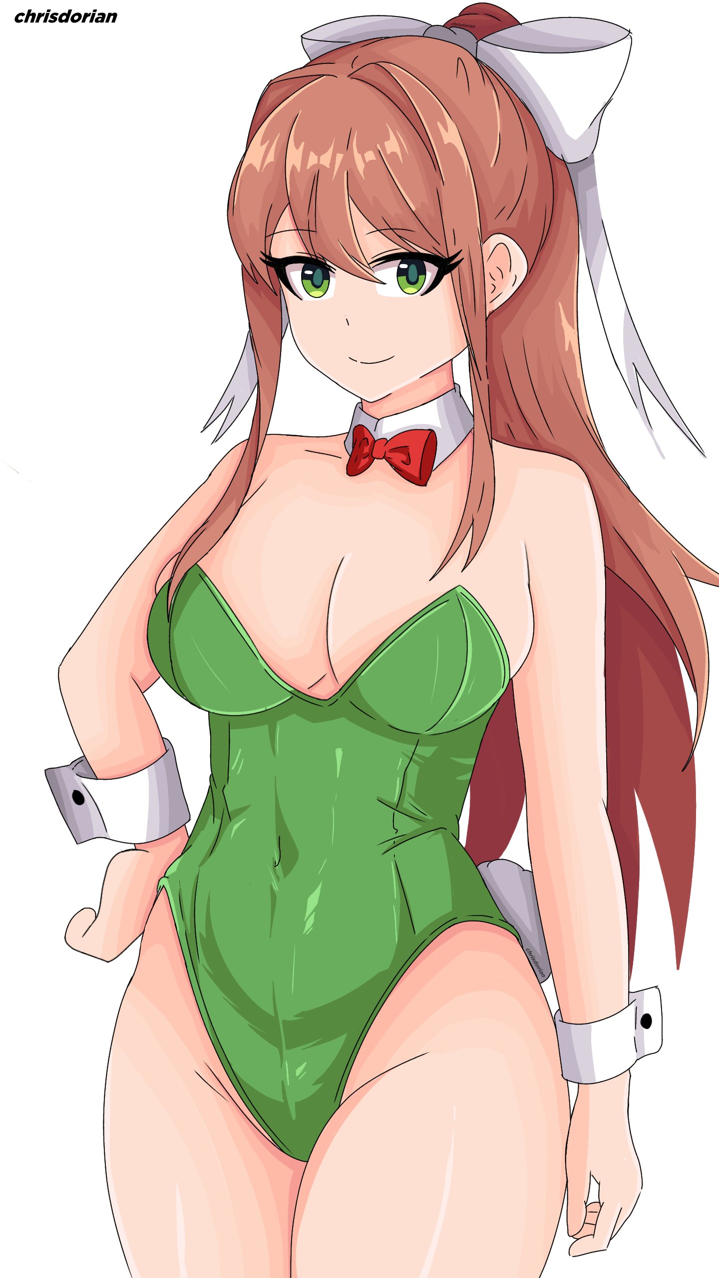 alternate costume, breasts, chd172 (artist), chrisdorian, chrisdorian17 (artist), doki doki literature club, female, female only, looking at viewer, monika (doki doki literature club), solo