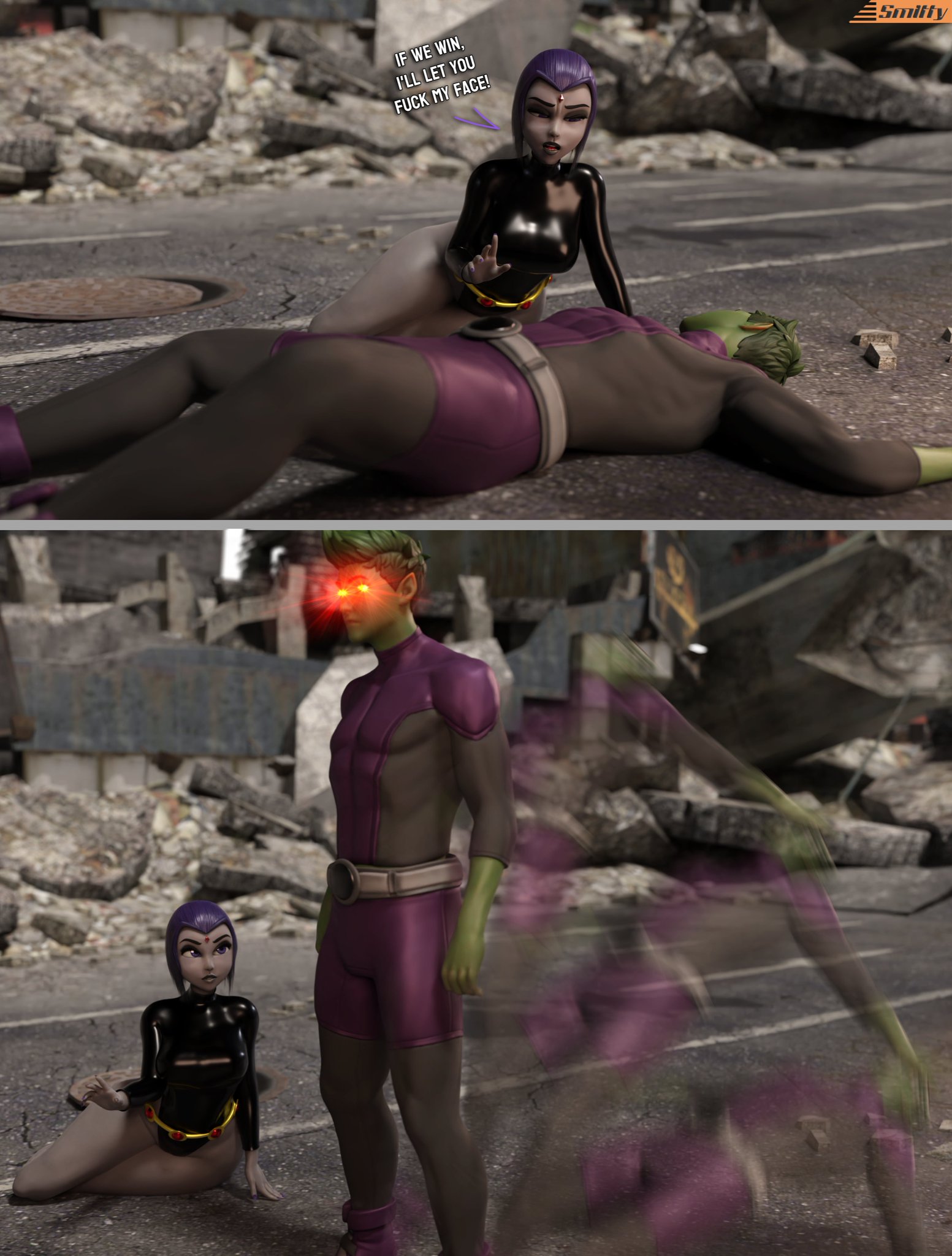 1boy, 1girls, 3d, ass, athletic, athletic female, beast boy, belt, big ass, big breasts, breasts, bust, busty, cambion, canon couple, chest, couple (romantic), curvaceous, curvy, curvy figure, dc, dc comics, demon, demon girl, digital drawing (artwork), duo, fat ass, female, female focus, fit, fit female, forehead jewel, garfield logan, green body, green skin, green-skinned male, grey body, grey skin, grey-skinned female, half demon, hero, heroine, hips, hourglass figure, huge ass, huge breasts, human, large ass, large breasts, legs, lips, male, male/female, mature, mature female, mature male, meme, metahuman, rachel roth, raven (dc), slim waist, smitty34, straight, superhero, superheroine, teen titans, thick, thick hips, thick legs, thick thighs, thighs, top heavy, voluptuous, waist, wide hips