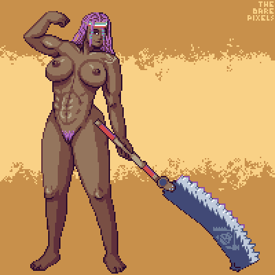 1girls abs bandana big_breasts blue_eyes bodypaint braided_hair dark-skinned_female dark_skin darli_dagger female king_of_fighters long_hair muscular muscular_female pixel_art purple_hair samurai_shodown