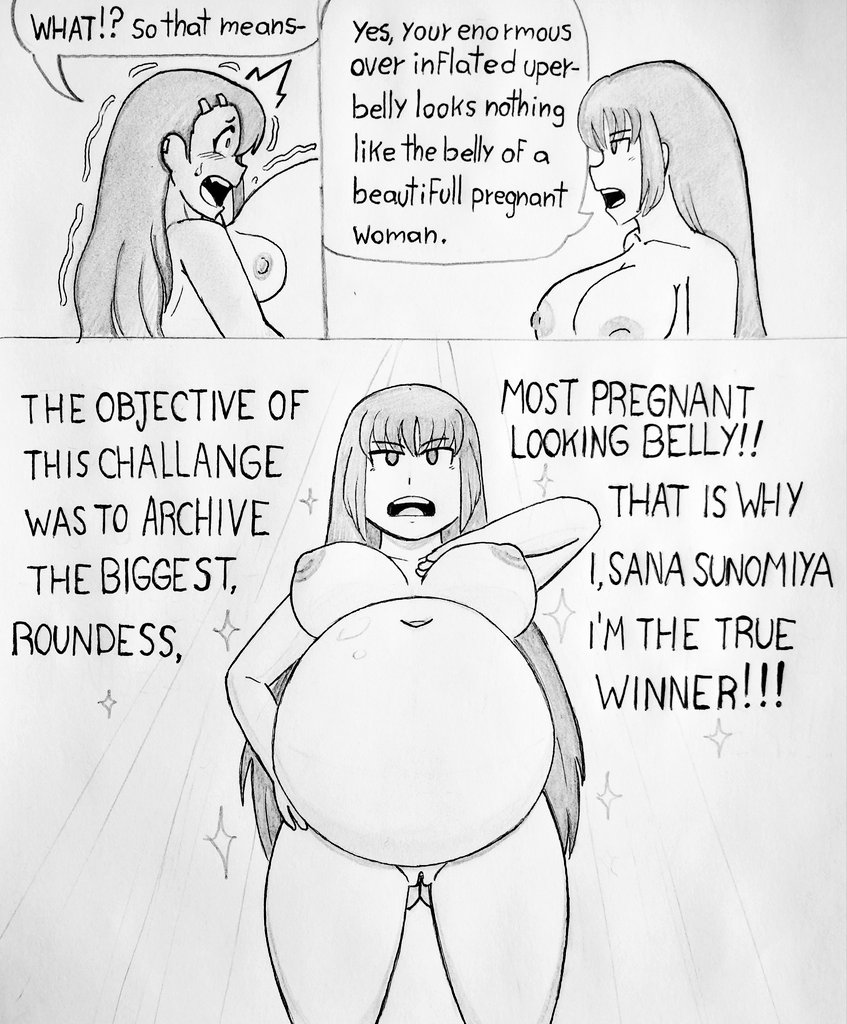 1girls about_to_burst about_to_explode belly_expansion belly_inflation black_and_white female_only inflated_belly inflation inflation_fetish please_don't_bully_me,_nagatoro ronic_lagann sketch