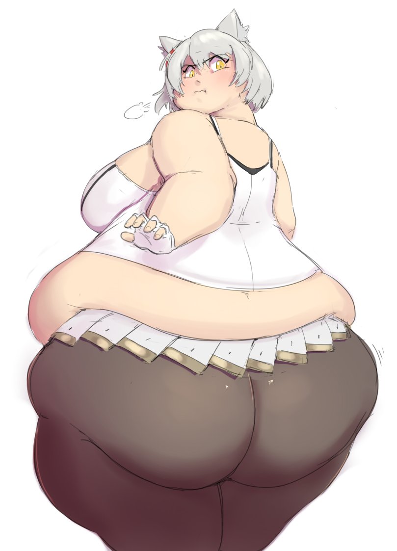 1girls 2022 absurd_res ass bbw belly breasts cat_ears catgirl fat female female_focus grey_hair hips huge_ass huge_belly huge_breasts looking_back mio_(xenoblade) muffin_top obese obese_female overweight overweight_female plump pout short_hair simple_background solo solo_female solo_focus subakitsu thick_thighs thighs white_background wide_hips xenoblade_(series) xenoblade_chronicles_3 yellow_eyes