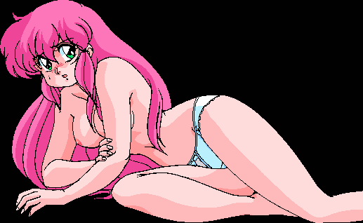 1girls 90s black_background blush bow bow_panties breasts embarrassed eyebrows_visible_through_hair feet female female_only frilled_panties frills game_cg green_eyes hand_on_arm long_hair lowres lying m.i.n medium_breasts mio_(reserve) navel nipples on_side open_mouth panties pink_hair reserve reserve_(series) simple_background solo thick_thighs thighs topless underwear white_panties