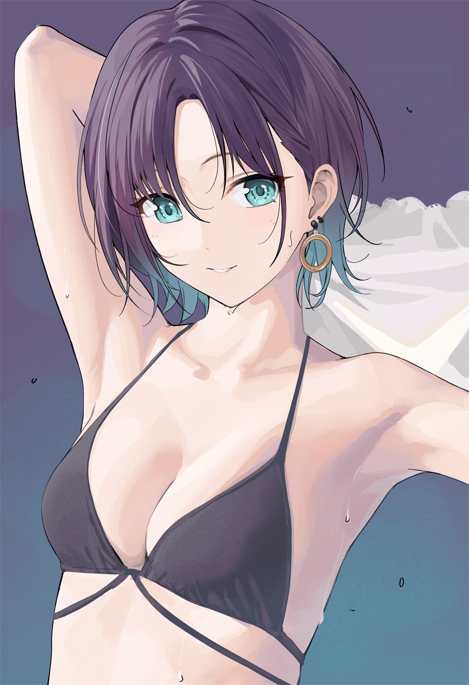 1girls arm_behind_head armpits asakura_toru bare_armpits bare_arms bare_chest bare_midriff bare_shoulders bare_skin bikini bikini_only bikini_top black_bikini black_bikini_only black_bikini_top black_hair black_hair_female black_string_bikini black_swimsuit black_swimwear blue_background blue_eyes blue_eyes_female blue_hair blue_hair_female breasts cleavage collarbone dot_nose dripping_wet ear_piercing earrings elbows exposed exposed_armpits exposed_arms exposed_midriff exposed_shoulders female female_focus female_only flat_belly flat_chest flat_chested gin00 grin hand_behind_head high_resolution high_school_student highres idolmaster idolmaster_shiny_colors lean_body lean_figure light-skined_female light-skinned light-skinned_female light_skin light_skin_female light_skinned light_skinned_female lips looking_at_viewer medium_hair multicolored_hair parted_bangs parted_lips petite petite_body petite_breasts petite_female petite_girl school_girl short_hair shoulders simple_background skinny skinny_female skinny_girl skinny_waist slender_body slender_waist slim_girl slim_waist small_breasts smile smiley_face smiling smiling_at_viewer smirk smooth_chest soaked solo standing string_bikini swimsuit swimwear teen_girl teenage_girl teenager thin_waist upper_body wet wet_belly wet_bikini wet_body wet_breasts wet_butt wet_face wet_hair wet_skin white-skinned_female white_skin