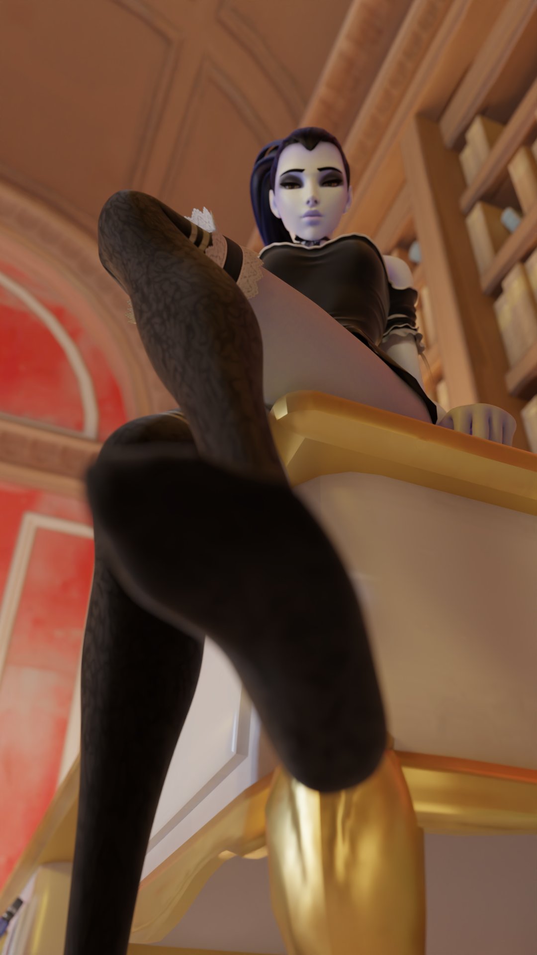 blue_hair feet female lapis_lazuli002 overwatch overwatch_2 socks widowmaker