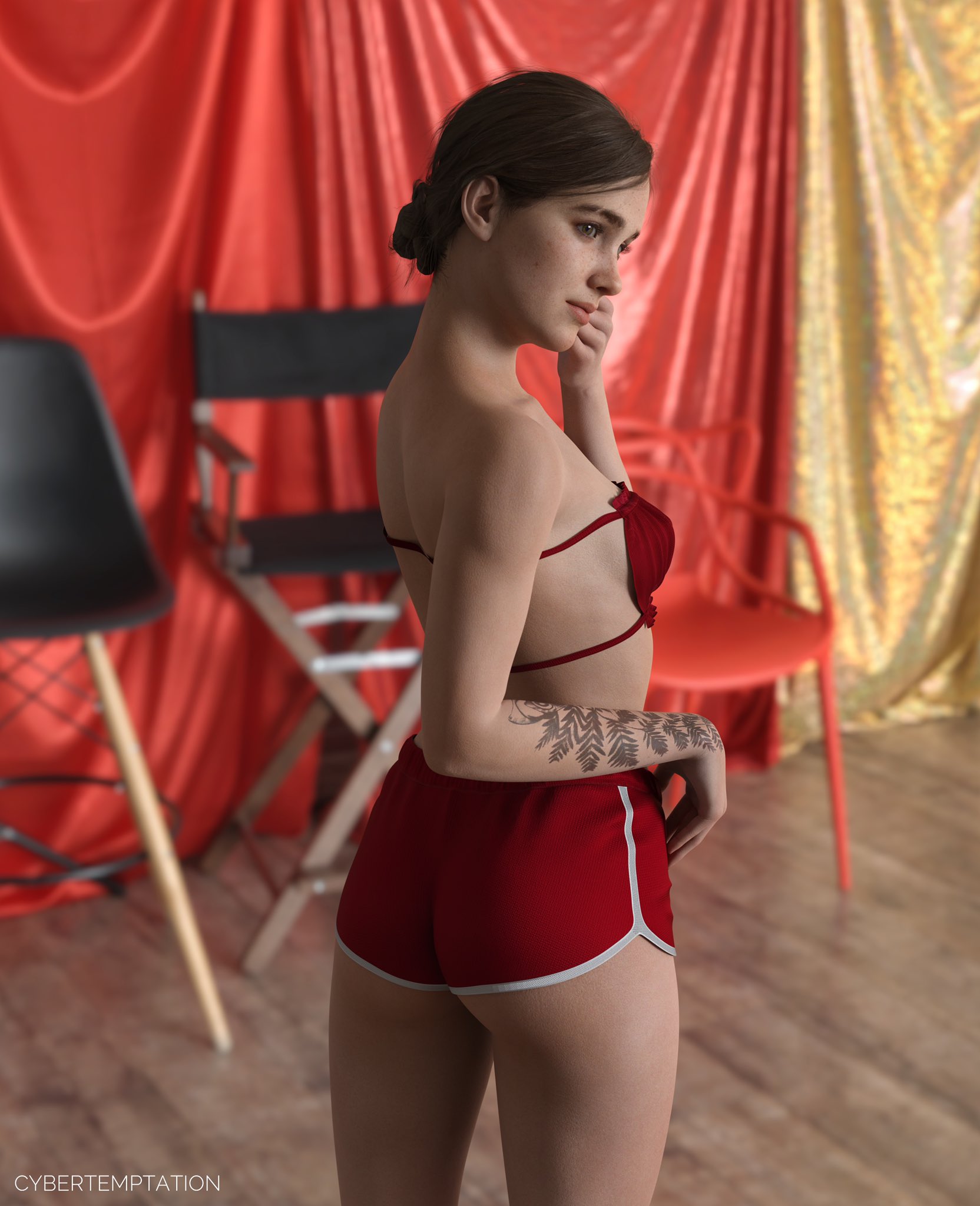 3d, athletic, athletic female, cybertemptation, ellie (the last of us), ellie williams, female, female focus, female only, full color, hourglass figure, no penetration, solo, solo female, tagme, the last of us, the last of us 2, wide hips