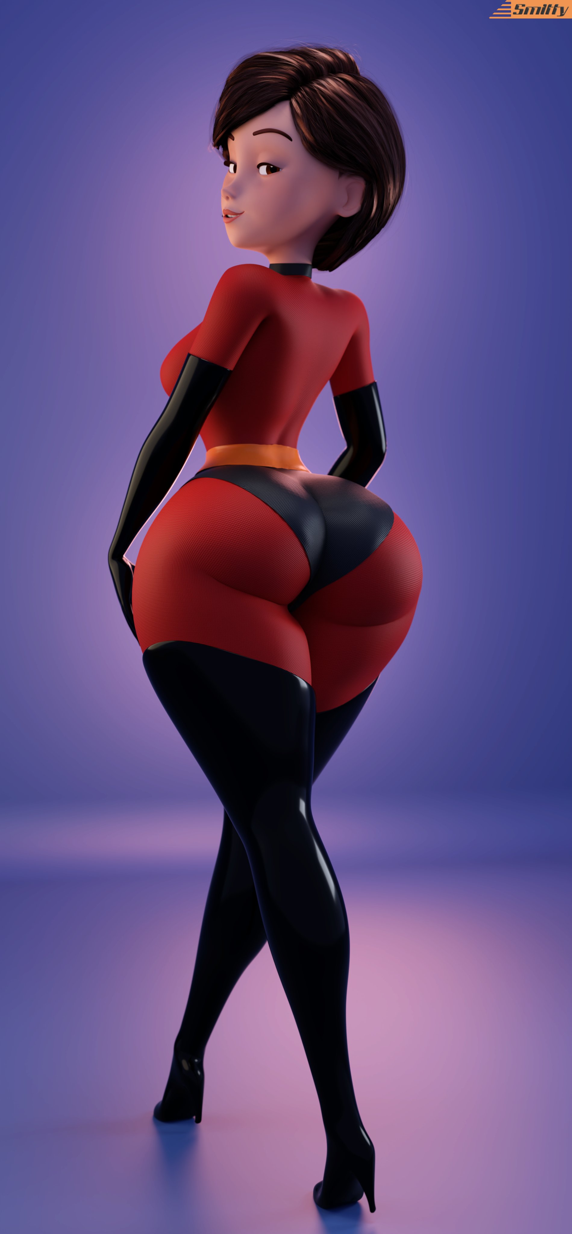 1girls, 3d, ass, big ass, brown hair, curvy, disney, disney channel, elastigirl, fat ass, female, helen parr, high heels, huge ass, looking at viewer, looking back, mature female, milf, pixar, pixar mom, seductive, seductive look, seductive smile, short hair, smitty34, the incredibles, the incredibles 2, thick thighs, tight clothes, tight clothing, tight fit, voluptuous, voluptuous female, wide hips