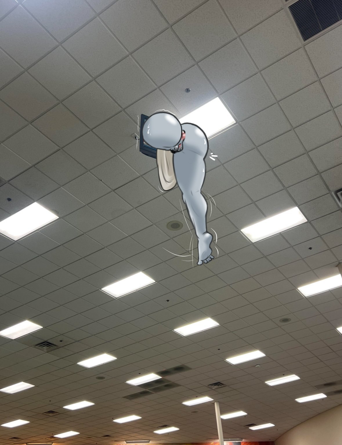 1girls, anus, ass, ass focus, barefoot, bottomless, dandery, female, female only, pubic hair, pussy, solo, solo female, the ring, the tv that the ring girl would break her neck from, through wall, yamamura sadako