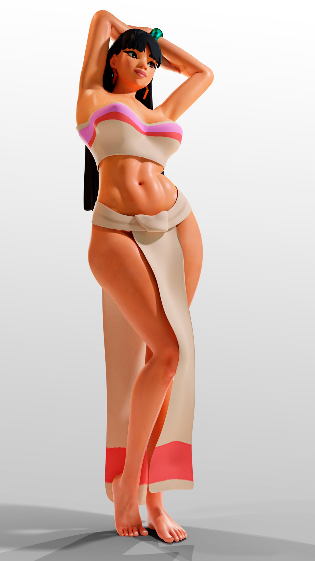 1girls, 3d, abs, big breasts, breasts, chel, cleavage, dark skin, dark-skinned female, female, female only, garean, large breasts, solo, the road to el dorado, thick thighs, wide hips