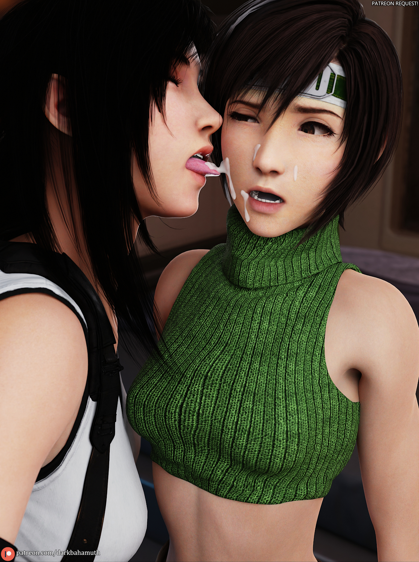 3d, cum, cum on face, darkbahamuth, female, final fantasy, final fantasy vii, final fantasy vii remake, petite, semen, teenager, tifa lockhart, young, younger female, yuffie kisaragi, yuri