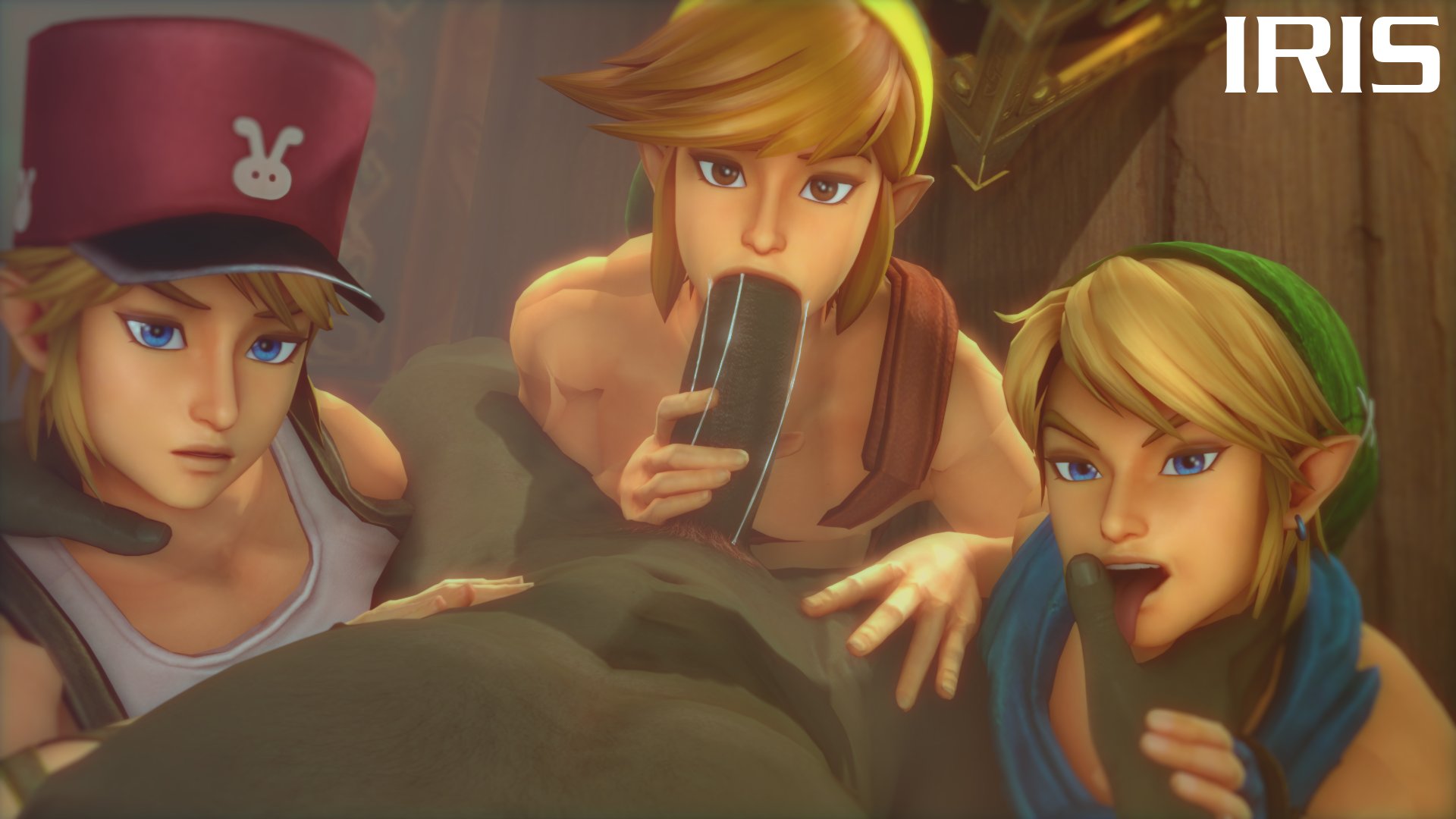 3d, big penis, blonde hair, blowjob, blue eyes, brown eyes, fellatio, femboy, ganondorf, gay, girly, hat, irispoplar, link, male, messy, oral, penis, penis in mouth, piercing, pubic hair, tagme, the legend of zelda, trap, yaoi