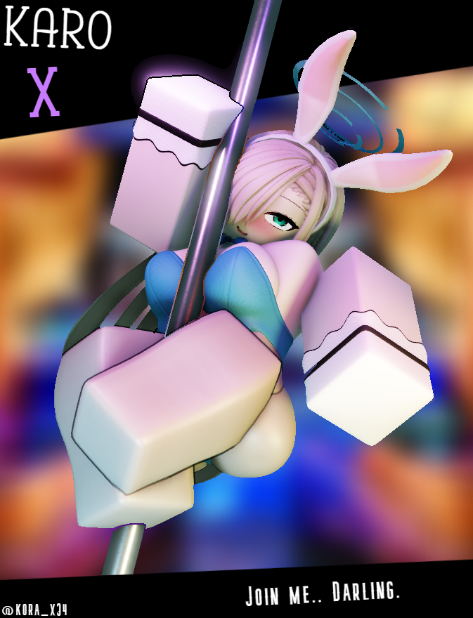 1girls 3d asuna_(blue_archive) blue_archive blurry_background dialogue inviting kora_x looking_at_viewer nightclub pole pole_dancing roblox robloxian self_upload solo strip_club tagme twitter_username