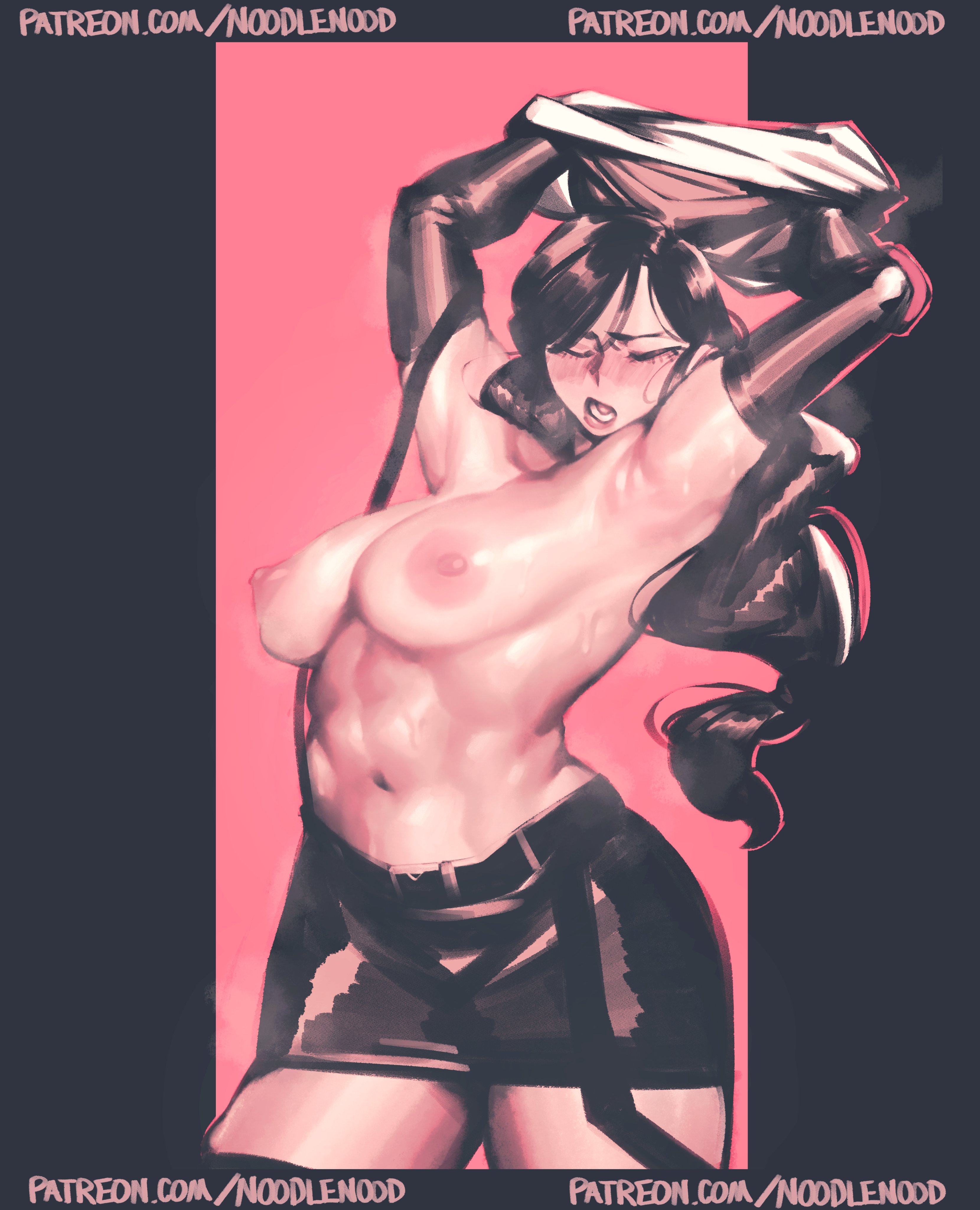 1girls, abs, armpit, armpit crease, armpit fetish, armpit sweat, armpits, aroodnoodle, big breasts, black hair, breasts, busty, closed eyes, dark hair, female, female only, final fantasy, final fantasy vii, fit, fit female, huge breasts, large breasts, nipples, noodlenood, partially clothed, square enix, sweat, sweating, sweaty, tifa lockhart, toned, toned female