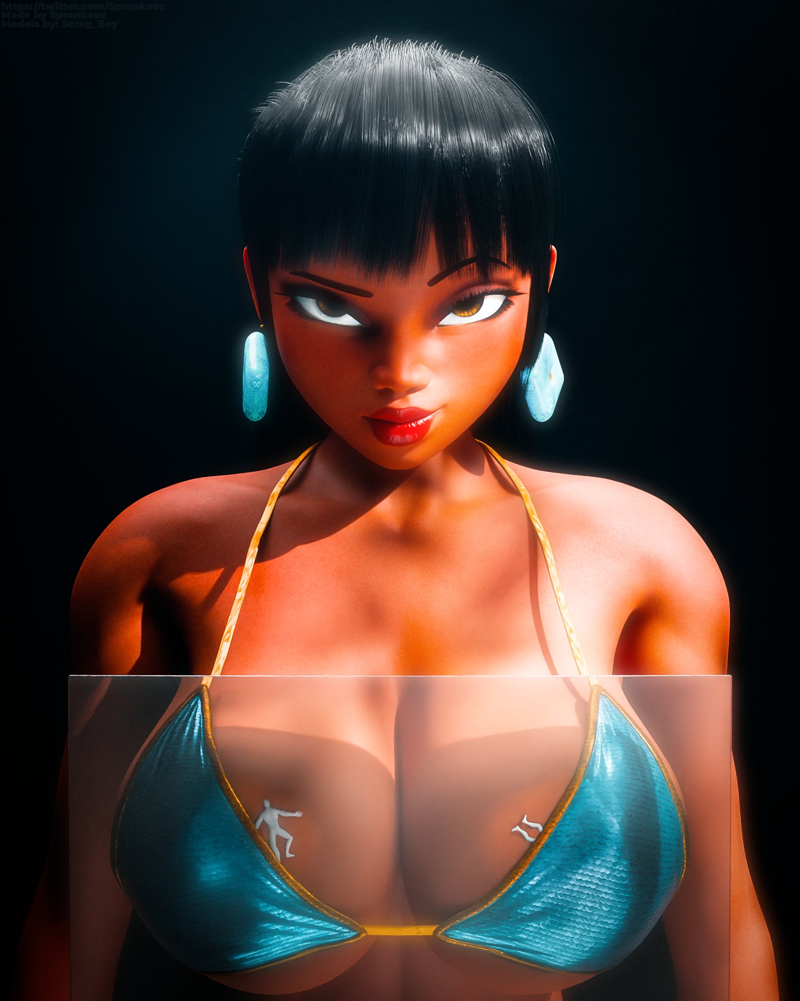 1girls, 3d, ass, big ass, big breasts, black hair, bottom heavy, breasts, brown body, brown eyes, brown skin, brown-skinned female, busty, chel, chel (the road to el dorado), chel (the road to el dorado) (scrag boy), curvaceous, curvy, curvy figure, dark hair, dark skin, dark-skinned female, digital media (artwork), dreamworks, female, female focus, hair, hips, hourglass figure, huge breasts, human, large ass, large breasts, legs, scrag boy (model), sprankeez, the road to el dorado, thick, thick ass, thick legs, thick thighs, thighs, top heavy, voluptuous, waist, wide hips