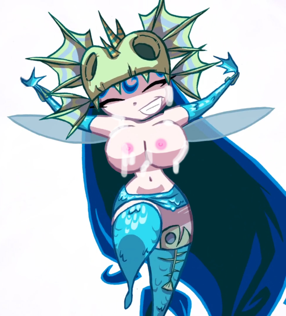 annetta_fish_(rayman) big_breasts blue_hair breasts closed_eyes cum cum_in_breasts cum_in_face cute fairy fish long_hair nipples no_bra nymph_(rayman) pink_nipples rayman_(series) rayman_origins semen smile thick_thighs ubisoft white_skin