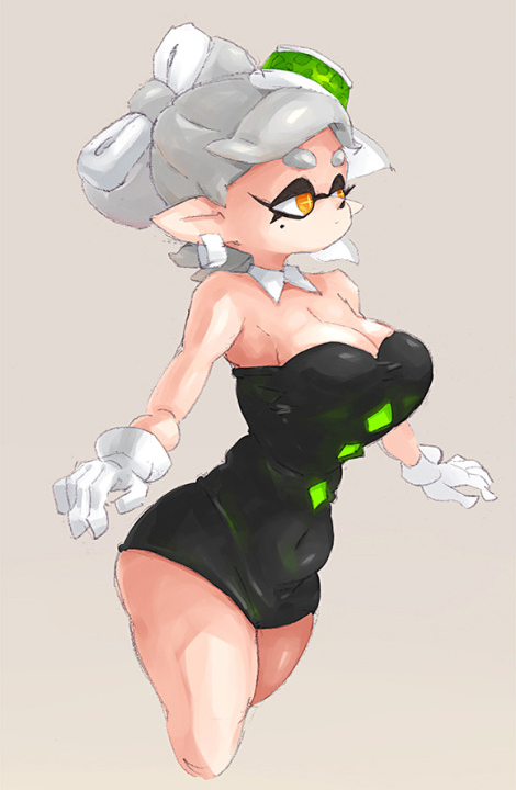 breasts, clothed, clothing, domino mask, female, marie (splatoon), nintendo, slightly chubby, solo, splatoon, tagme, yuta agc