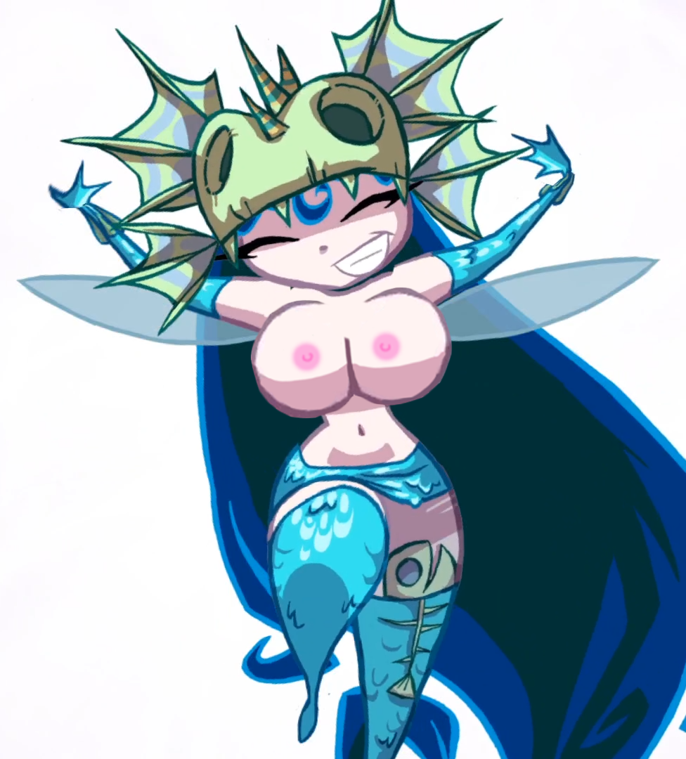 1girls annetta_fish_(rayman) big_breasts blue_hair breasts closed_eyes cute fairy fish long_hair nipples no_bra nymph_(rayman) pink_nipples rayman_(series) rayman_origins smile thick_thighs ubisoft white_skin