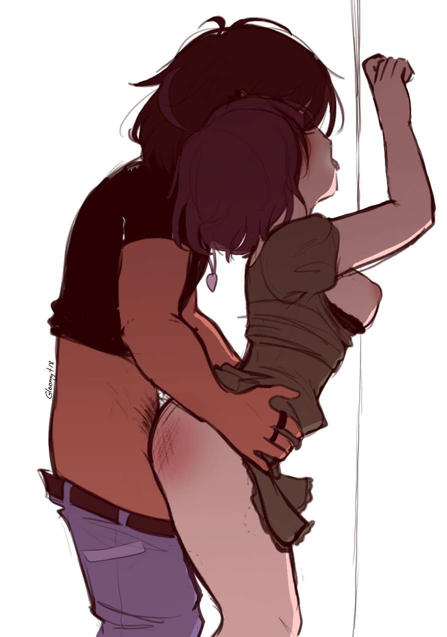 1boy, 1girls, 2025, 2d, 2d artwork, against wall, ambiguous penetration, belt, bite mark, bite mark on breast, bite mark on thigh, bite marks, black hair, black shirt, bluesky link, breasts, breasts out, brown hair, digital art, digital drawing, digital media, dress, dress lift, dress pull, duo, female, female penetrated, female/male, gloomy 18, human, human only, implied penetration, implied spanking, jeans, jeans down, light skin, light-skinned female, male, male and female focus, male on female, male penetrating, male penetrating female, male with female, male/female, medium breasts, necklace, oc, oc x canon, ocxcanon, open mouth, original character, pale skin, pale-skinned female, pants, pants down, pressure (roblox), pubic hair, ring (jewelry), roblox, roblox game, sebastian solace, sebastian solace (human), shirt, shirt lift, short hair, solid color background, standing, standing sex, straight, straight sex, tanned male, tanned skin, tongue out, touching another, twitter link, watermark, white background