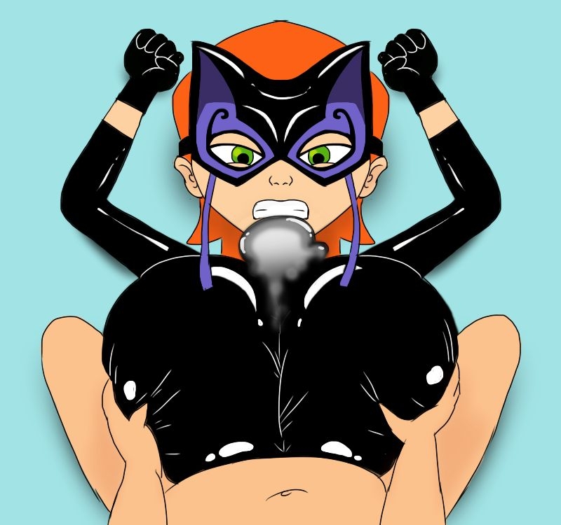 angry face, ben 10, ben 10 (classic), breasts, breasts bigger than head, cum ballooning, cum between breasts, cum inside, cum on breasts, female, godalmite, gwen tennyson, gwen tennyson (classic), latex suit, lucky girl, masked female, paizuri, small but busty, small but hyper