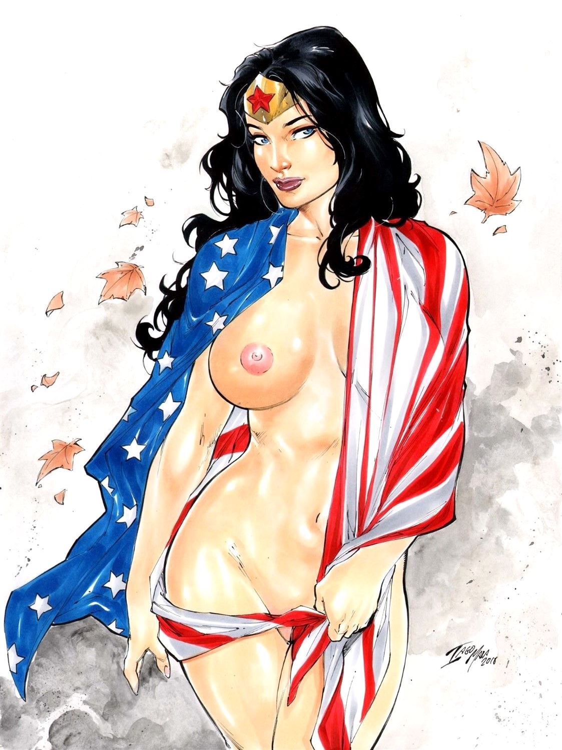 1girls amazon american_flag big_breasts black_hair blush breasts breasts_out busty curvy dc dc_comics diana_prince ed_benes_studio female fit flag hairless_pussy iago_maia large_breasts light_skin lipstick long_hair muscular muscular_female naked nipples nude pale_skin posing pussy seductive shaved_pussy smile standing superheroine thick_lips thick_thighs wide_hips wonder_woman wonder_woman_(series)