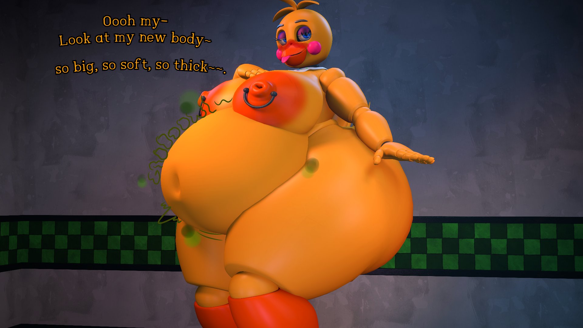 1girls, 3d, animatroni, animatronic female, beak, big breasts, breasts, digestion, digestion noises, fat, female, female pred, five nights at freddy's, five nights at freddy's 2, furry, furry female, furry pred, human prey, hyper, hyper breasts, hyper butt, hyper thighs, large boobs, large breasts, post vore, pov, pre vore, prey pov, robot, robot girl, robot pred, runaboo chica, solo, toy chica (fnaf), vore, vore belly, vorthomas82