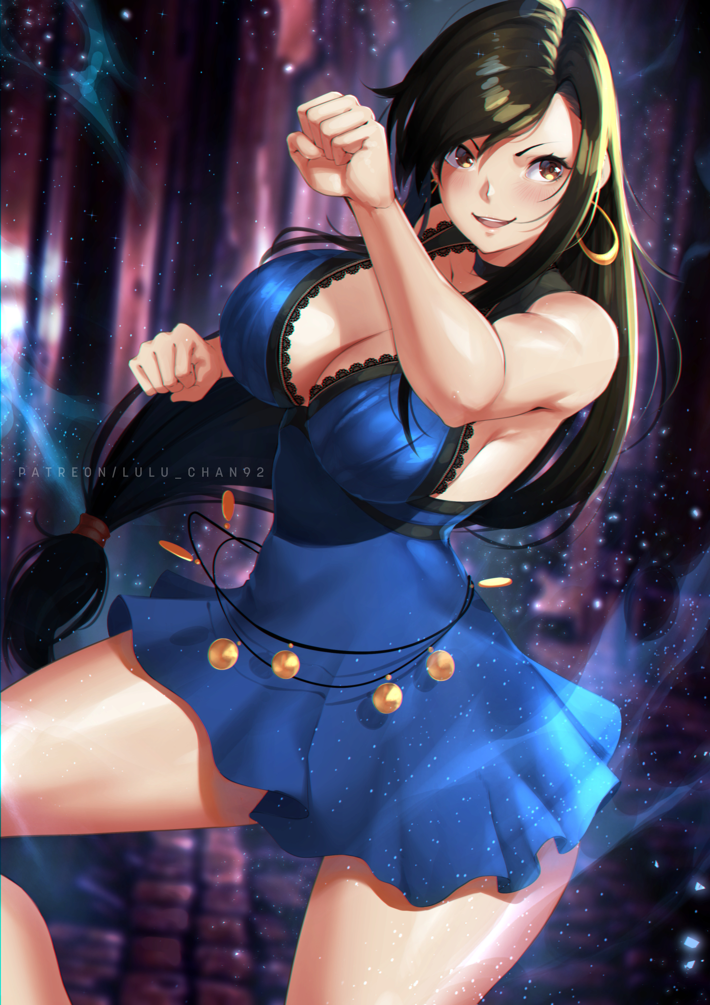 1girls, alternate costume, big breasts, breasts, cleavage, female, female only, final fantasy, final fantasy vii, large breasts, lulu-chan92, solo, thick thighs, tifa lockhart, wide hips