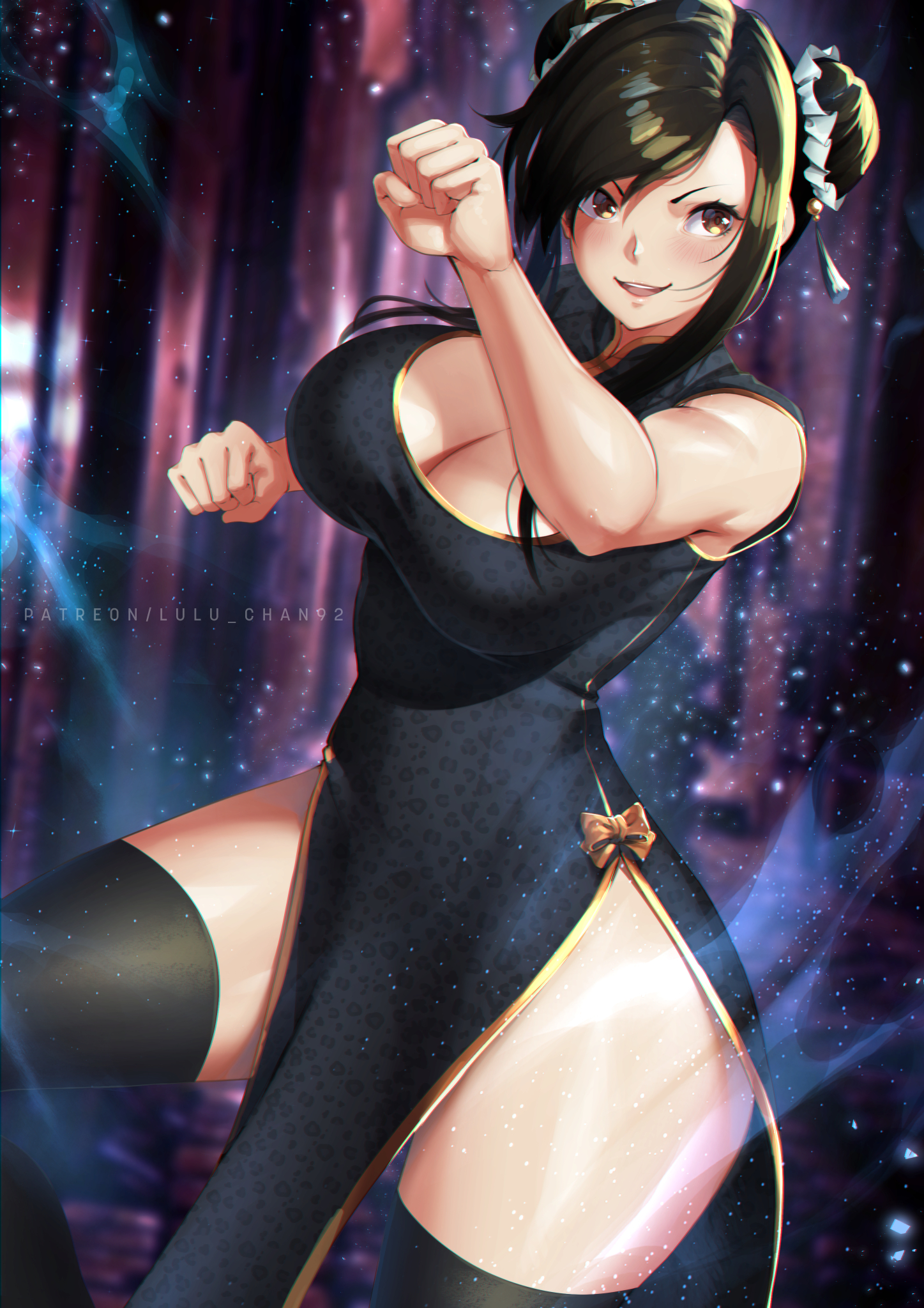 1girls, big breasts, breasts, cleavage, female, female only, final fantasy, final fantasy vii, large breasts, lulu-chan92, solo, thick thighs, thighhighs, tifa lockhart, wide hips
