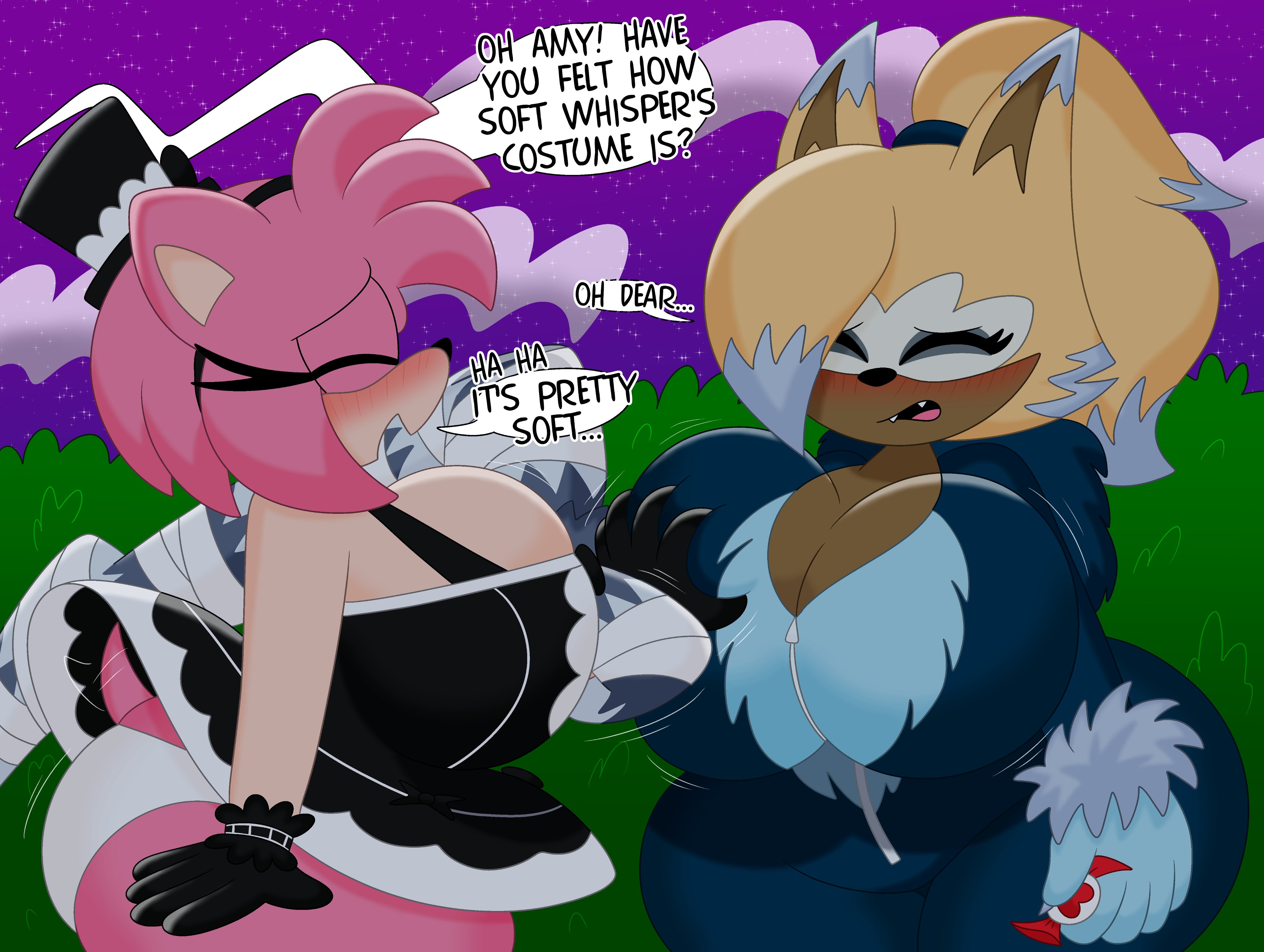 3barts, amy rose, big breasts, breasts, english text, female, halloween, halloween costume, sega, sonic (series), whisper the wolf, wide hips