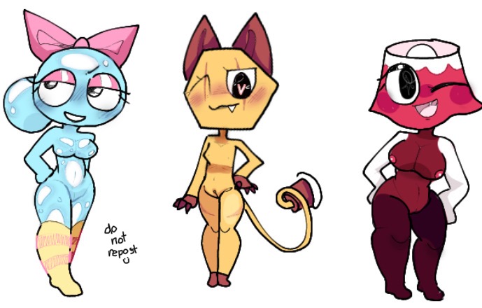 brightney (dandy's world), dandy's world, paper crafttail, poppy (dandy's world), scraps (dandy's world), smug face