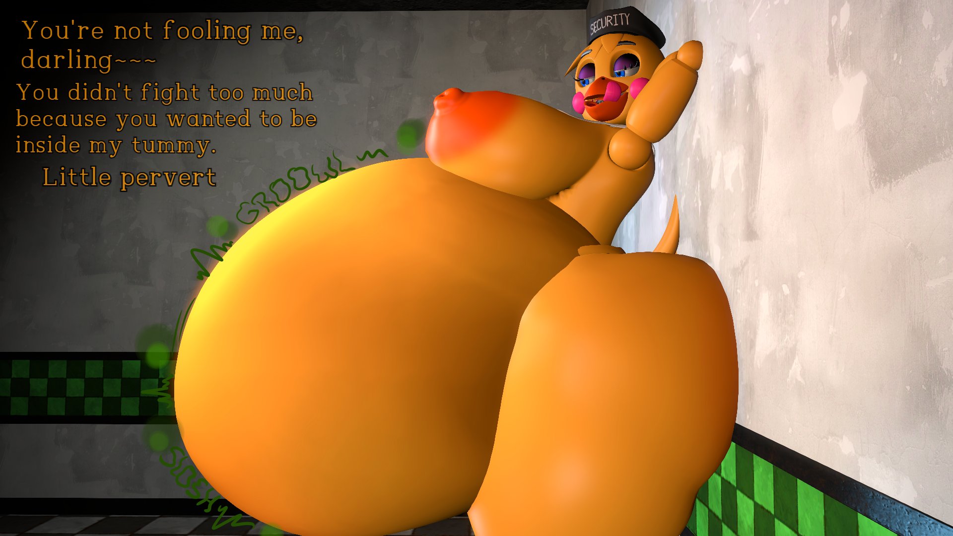 1girls, animatronic, animatronic female, belly, belly bulge, big belly, big belly bulge, big breasts, bigger female, breasts, female, female focus, five nights at freddy's, five nights at freddy's 2, furry, furry female, furry pred, human prey, hyper, hyper belly, hyper breasts, hyper butt, large boobs, large breasts, larger female, male, male prey, oral vore, soft vore, toy chica (fnaf), vore, vore belly, vorthomas82